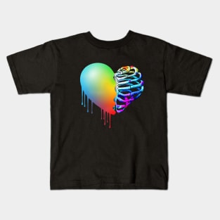 Broken heart, raimbow watercolor design, heart disease awareness Kids T-Shirt